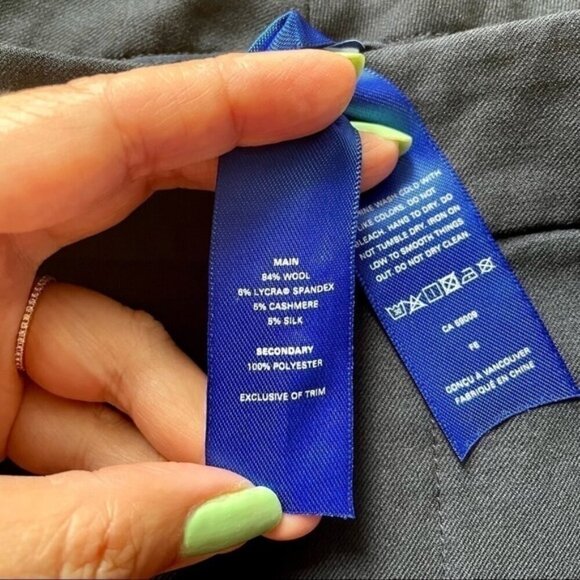 Kit & Ace Navy Blue Wool Stretch Suiting Flat Front Crop Trouser Pants - 28" - Picture 10 of 13